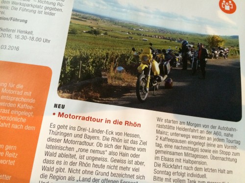 Motorrad-Touren im vhs-Programm 2016